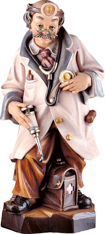 dottore (medico) - demetz - deur - statua in legno dipinta a mano. altezza pari a 18 cm.