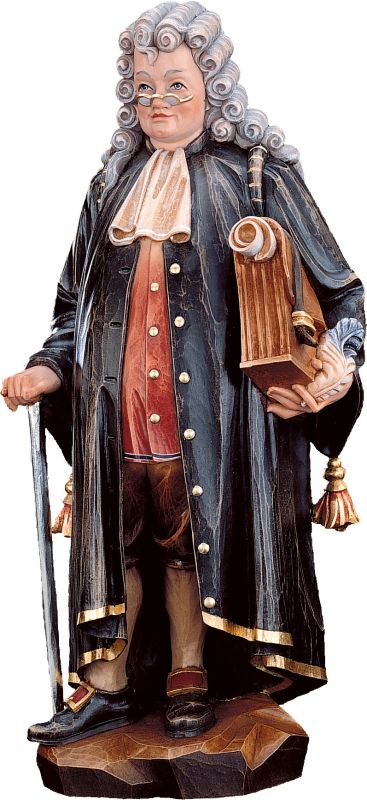 giurista - demetz - deur - statua in legno dipinta a mano. altezza pari a 18 cm.