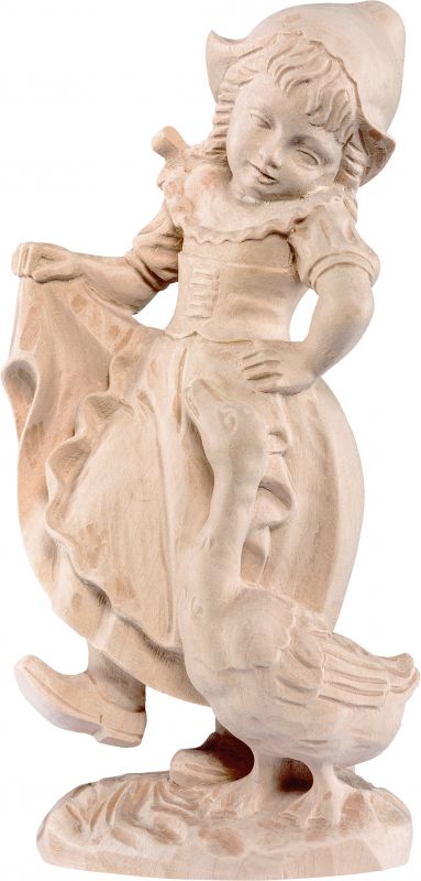lisa con le oche - demetz - deur - statua in legno dipinta a mano. altezza pari a 20 cm.