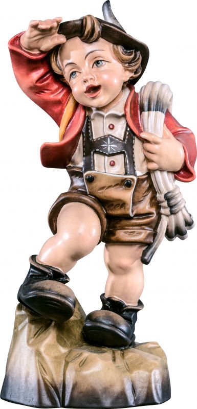 ragazzo alpinista - demetz - deur - statua in legno dipinta a mano. altezza pari a 30 cm.