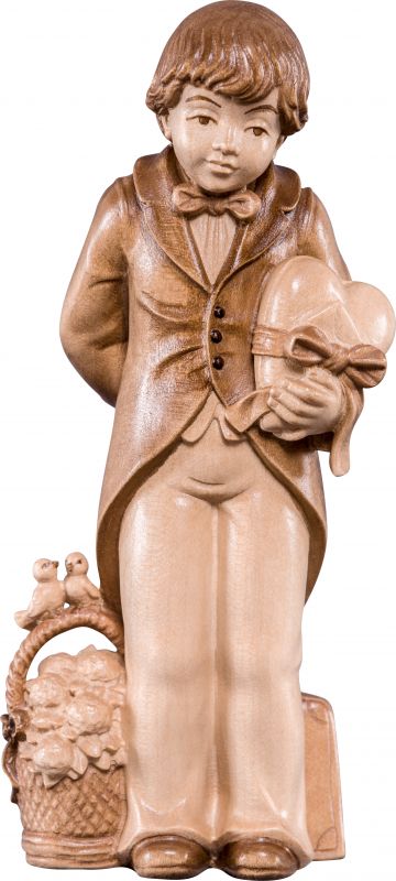 l'innamorato - demetz - deur - statua in legno dipinta a mano. altezza pari a 15 cm.
