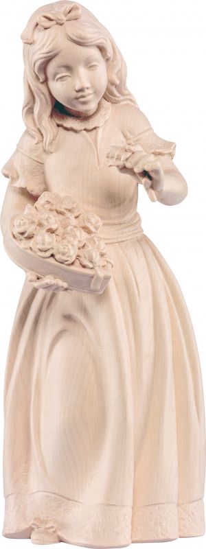 fanciulla con le rose - demetz - deur - statua in legno dipinta a mano. altezza pari a 30 cm.
