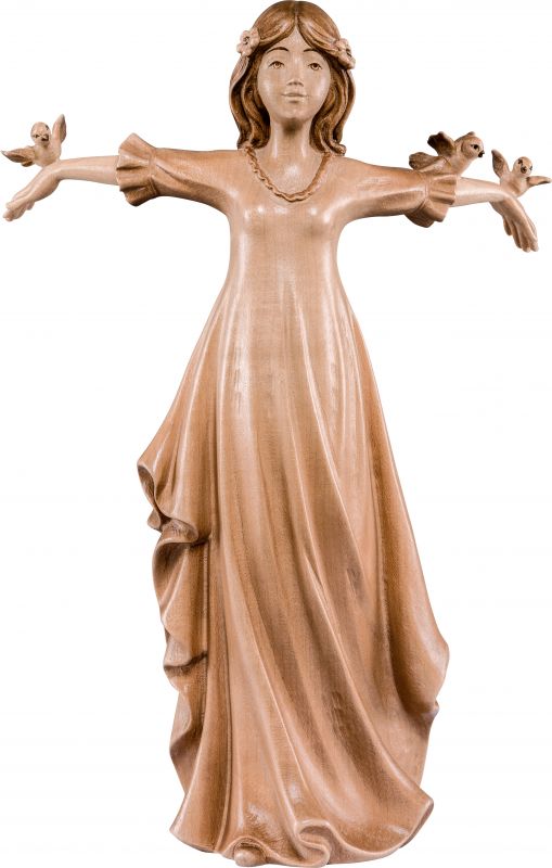 la libertà - demetz - deur - statua in legno dipinta a mano. altezza pari a 20 cm.