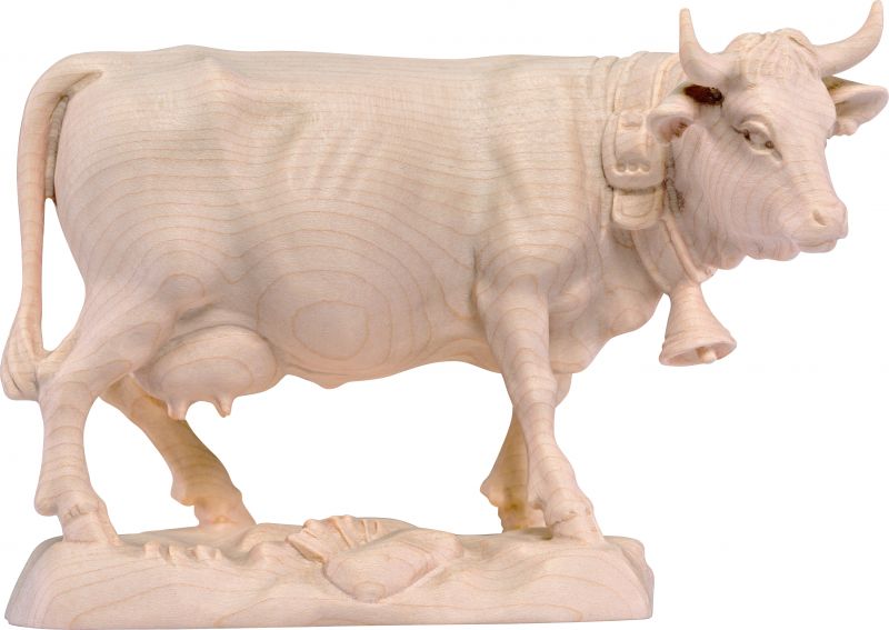 mucca pezzata pinzgau - demetz - deur - statua in legno dipinta a mano. altezza pari a 32 cm.