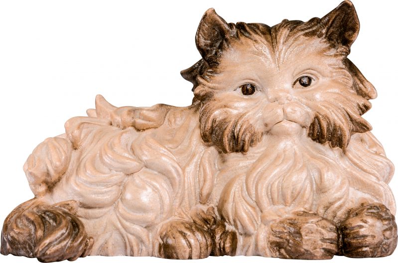 gatto persiano - demetz - deur - statua in legno dipinta a mano. altezza pari a 21 cm.