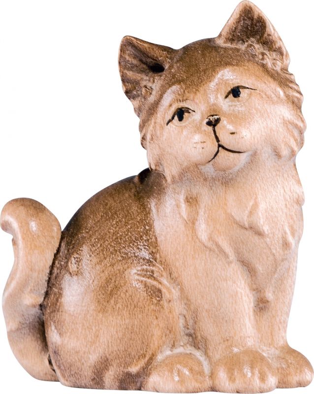 gatto marrone - demetz - deur - statua in legno dipinta a mano. altezza pari a 17 cm.