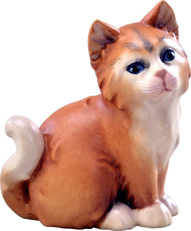 gatto marrone - demetz - deur - statua in legno dipinta a mano. altezza pari a 3 cm.