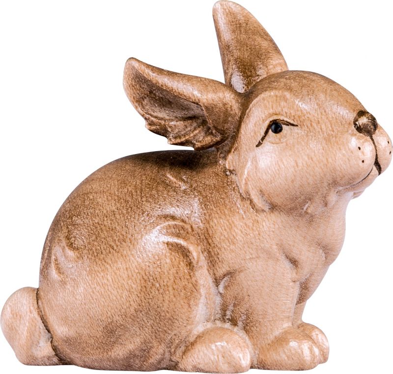 coniglietto seduto grigio - demetz - deur - statua in legno dipinta a mano. altezza pari a 17 cm.
