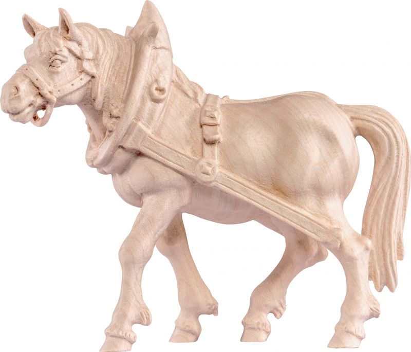 cavallo da tiro dx - demetz - deur - statua in legno dipinta a mano. altezza pari a 9 cm.