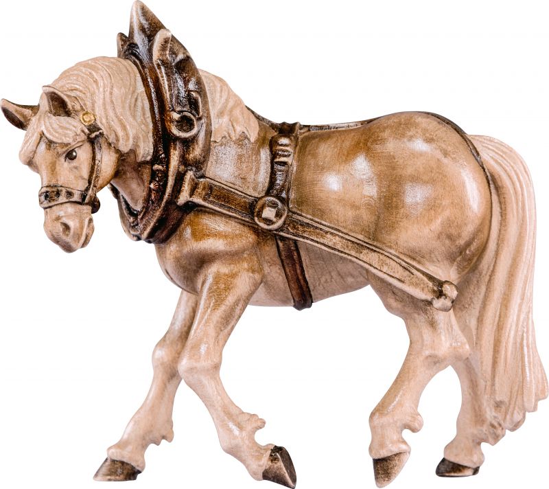 cavallo da tiro sx - demetz - deur - statua in legno dipinta a mano. altezza pari a 9 cm.