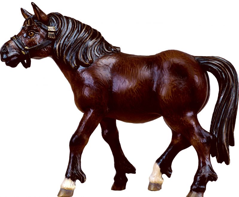 cavallo morello - demetz - deur - statua in legno dipinta a mano. altezza pari a 13 cm.