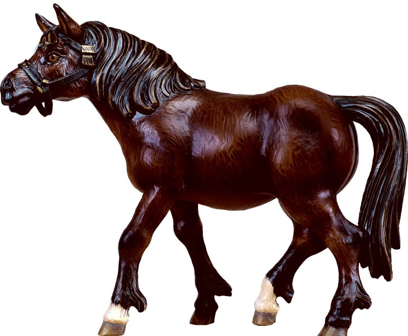 cavallo morello - demetz - deur - statua in legno dipinta a mano. altezza pari a 11 cm.