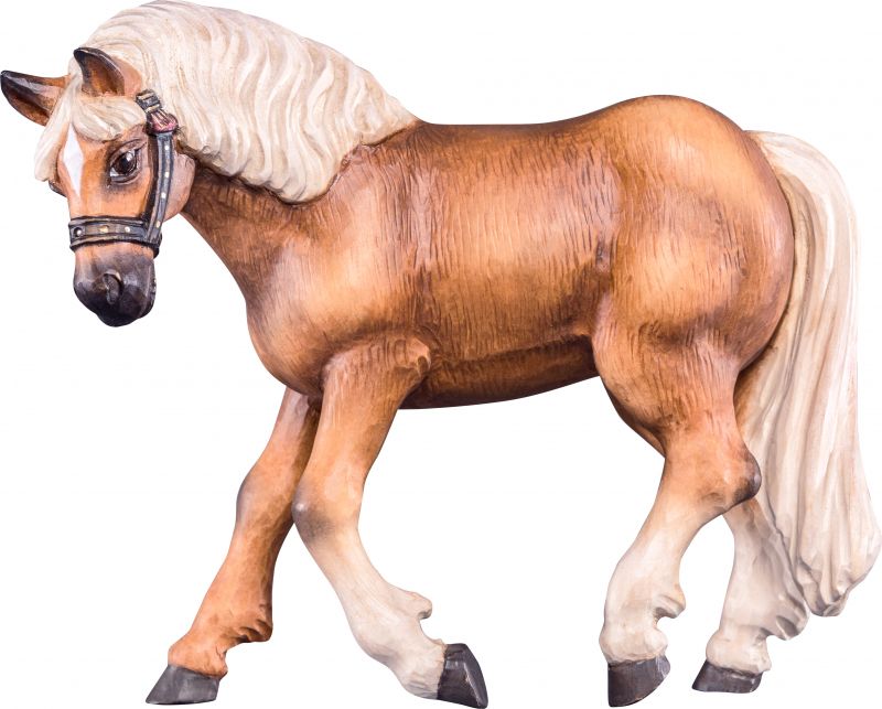 cavallo haflinger - demetz - deur - statua in legno dipinta a mano. altezza pari a 18 cm.