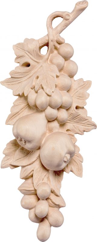composizione di frutta raccolta - demetz - deur - statua in legno dipinta a mano. altezza pari a 30 cm.