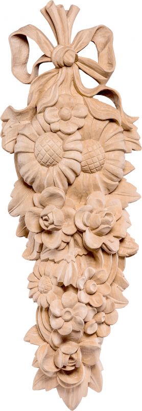 composizione di fiori garden - demetz - deur - statua in legno dipinta a mano. altezza pari a 80 cm.