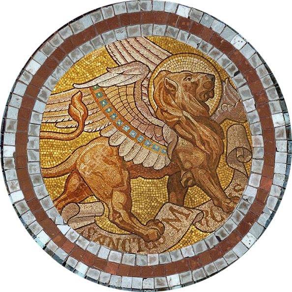 stock:  tavola san marco stampa tipo mosaico su legno - 10 x 27 cm