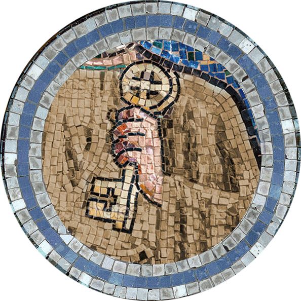 stock: tavola san pietro stampa tipo mosaico su legno - 10 x 27 cm