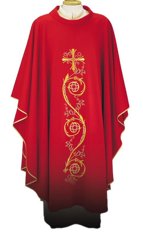 casula rossa ricamo mantello