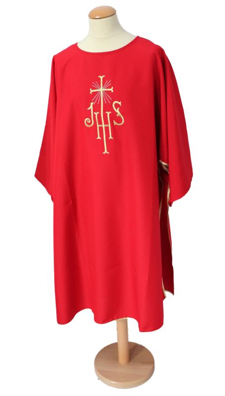 dalmatica con ricamo jhs rosso