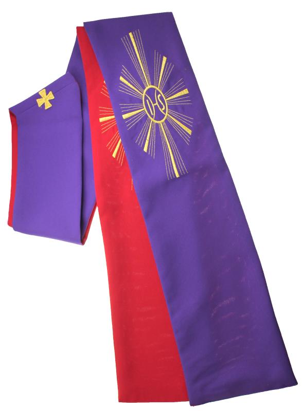 stola bicolore con ricamo oro jhs bicolore rosso viola