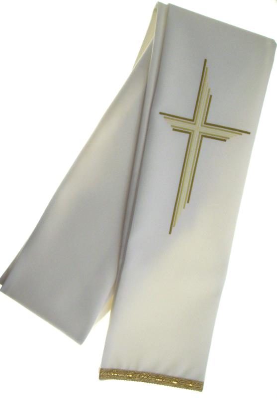 stola diaconale con ricamo croce bianco