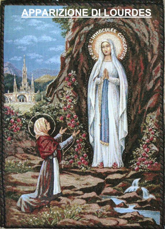 arazzo formato 50x70 cm con immagine madonna di lourdes