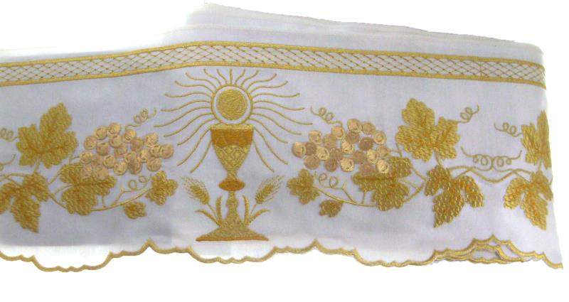 bordo ricamo calice uva oro cm 17