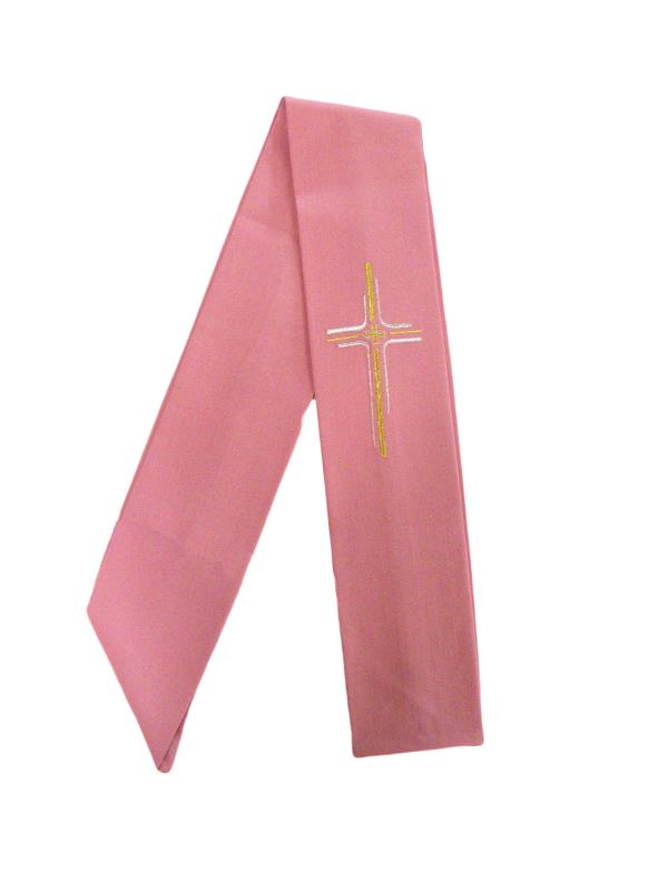 stola diaconale con ricamo croce rosa