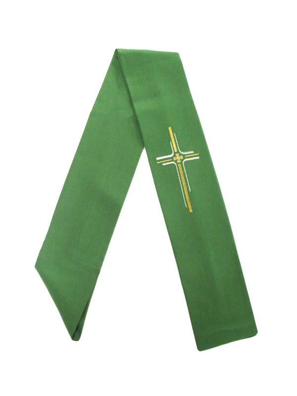 stola diaconale con ricamo croce verde