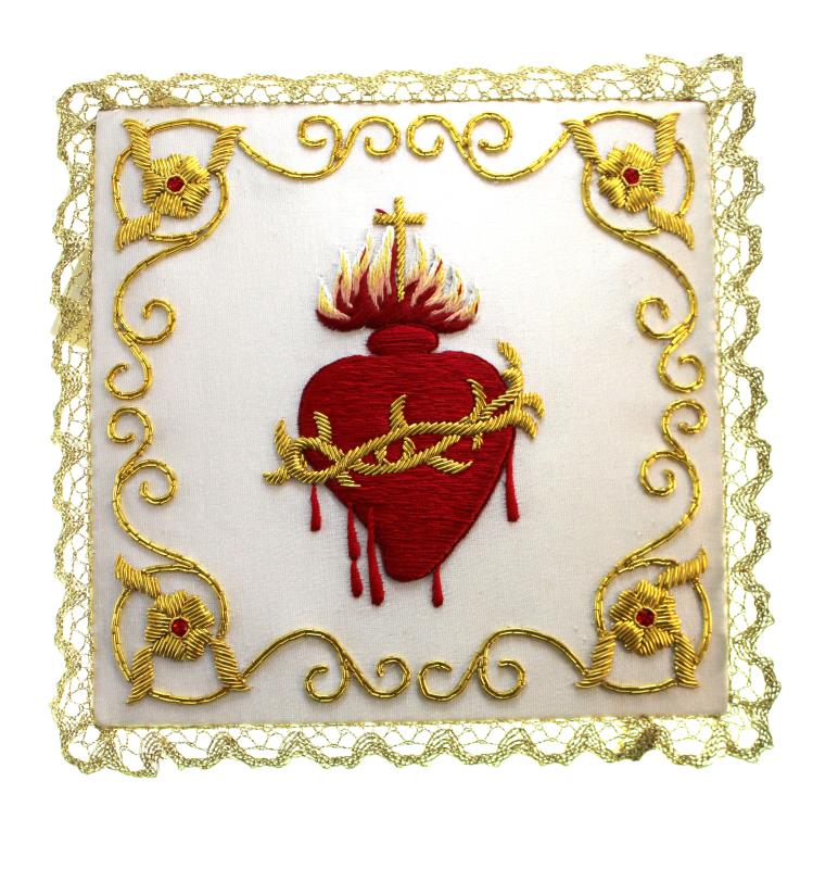 copricalice sacro cuore ricamato a mano
