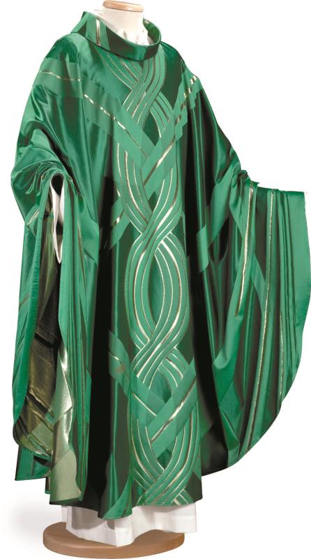 casula verde in lana e seta