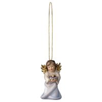 Angelo Cuore con cuore con filo oro. 6 cm.Scolpito