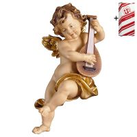Putto con liuto + Box regalo. 40 cm.Scolpito in le