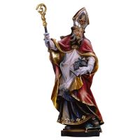 S. Urbano con uva. 15 cm.Scolpito in legno di acer