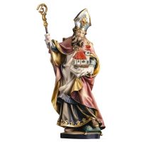 S. Wolfgang con chiesa. 35 cm.Scolpito in legno di