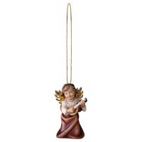 Angelo Cuore con liuto con filo oro. 6 cm.Scolpito