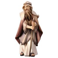 UL Anziano pastore con bastone. 12 cm.Scolpito in
