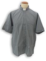 CAMICIA CLERGY MISTO COTONE MANICA CORTA GRIGIO MEDIO