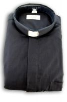 CAMICIA CLERGY LINO E COTONE ML NERO