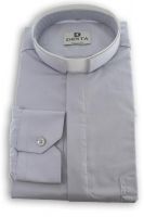 CAMICIA COLLO ROMANO COTONE MANICA LUNGA GRIGIO CHIARO