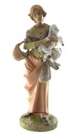 PASTORE PER PRESEPE CM 30 PASTORELLA CON CESTA E PECORA