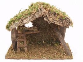 CAPANNA IN LEGNO PER PRESEPE CM 34X14X24