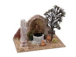 SCENA PRESEPE FONTANA TRA ROVINE ROMANE