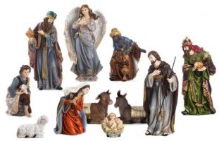 PRESEPE COMPLETO 11 PEZZI RESINA ALTEZZA CM 30