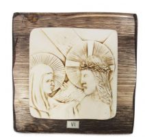 VIA CRUCIS LEGNO RESINA 16X16 CM