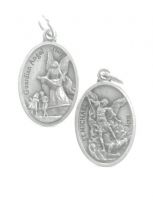 MEDAGLIA OVALE CM 2,2 CON ANELLO METALLO OSSIDATO SAN MICHELE ARCANGELO + ANGE