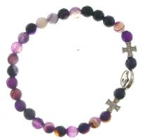 BRACCIALETTO ELASTICO MEDAGLIA MIRACOLOSA CROCE VIOLA