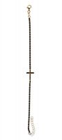 BRACCIALETTO IN ARGENTO ROSA CON CROCE E STRASS