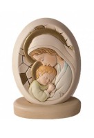 QUADRO OVALE IN RESINA DECORATO A MANO MADONNA CON BAMBINO