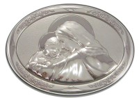 MADONNA  CON BAMBINO LEGNO E ARGENTO CM 24X30